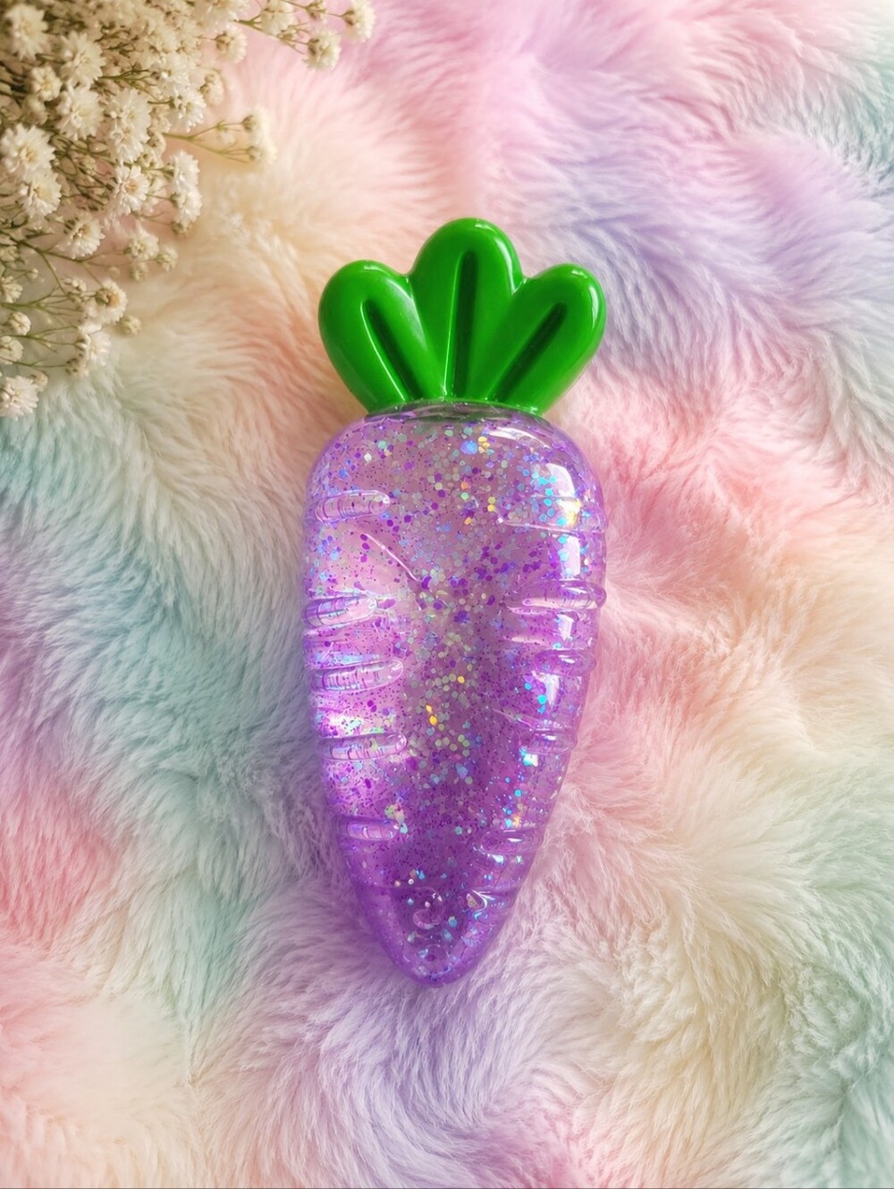 Glitter Carrot Squishy - Purple with Green Top